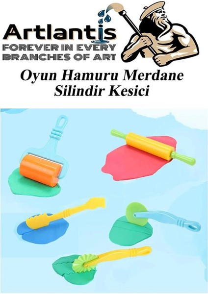 Oyun Hamuru 4 Renk Play-Doh Oyuncak Merdane Silindir Kesici Şekiller Kalıp Enjektör Seti 1 Paket Okul Öncesi Kreş Anasınıfı Etkinlik