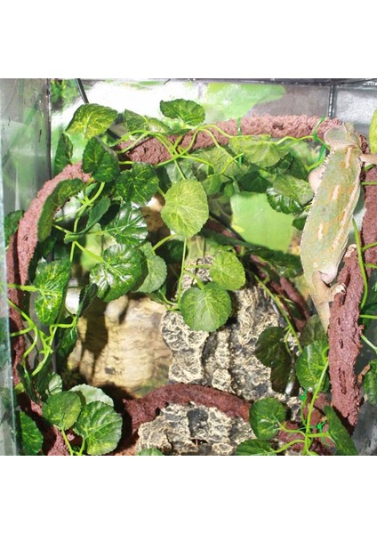 Yeni Yapay Asma Sürüngen Teraryum Kutusu Habitat Dekorasyon Kertenkele Yeşil Sahte Yapraklar (Yurt Dışından)