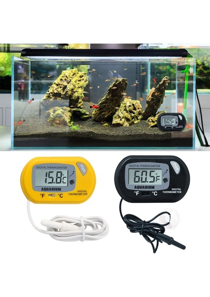 Longbangdian Shop Sarı Stil Suct X4YE ile LCD Dijital Akvaryum Termograf Balık Tankı Su Teraryum Sıcaklığı (Yurt Dışından)