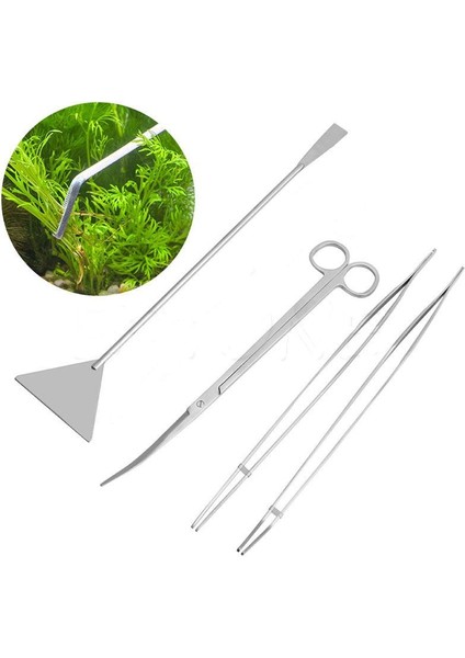 Gümüş Tarzı 4'ü 1 Arada 4 1 Akvaryum Bitki Araçları Kavisli Düz Cımbız Veya Kum Küreği Çim Su Yosunu Makası Temizleme Seti Su Bakımı (Yurt Dışından)