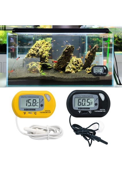 Siyah Stil Emme ile LCD Dijital Akvaryum Termograf Balık Tankı Su Teraryum Sıcaklığı (Yurt Dışından) modelleri