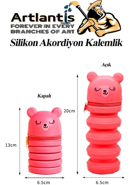 Silikon Akordiyon Kalemlik 1 Adet Körüklü Kalem Kutusu Eğlenceli Sevimli Hayvan Figürlü Hediyelik Kalemlik
