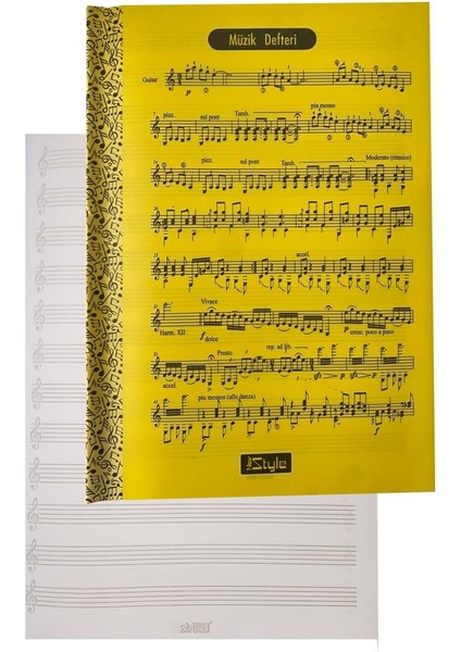 Müzik Defteri A4 40 Yaprak Plastik Kapak 1 Adet Sol Anahtarlı Pp Kapak Müzik Defteri 21X29.7 cm 12 Sütunlu