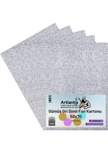 Simli Fon Kartonu 50X70 5 Adet Artlantis Simli Fon Kartonu 50*70 5 Adet