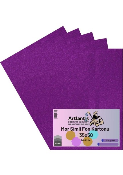 Simli Fon Kartonu 35X50 5 Adet Artlantis Simli Fon Kartonu 35*50 5 Adet