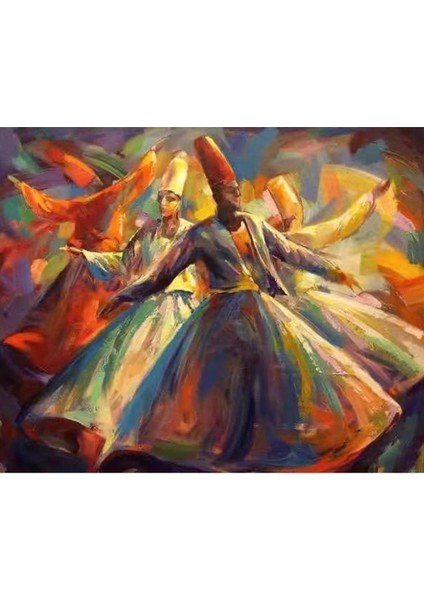 Canvas Mevlana 2 Sayılarla Boyama Seti Kasnaklı 40 x 50 cm