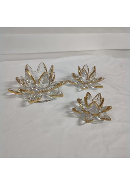 Rosabıancacasa Kristal 3'lü Set Nilüfer 4cm./ 6cm. / 8cm.