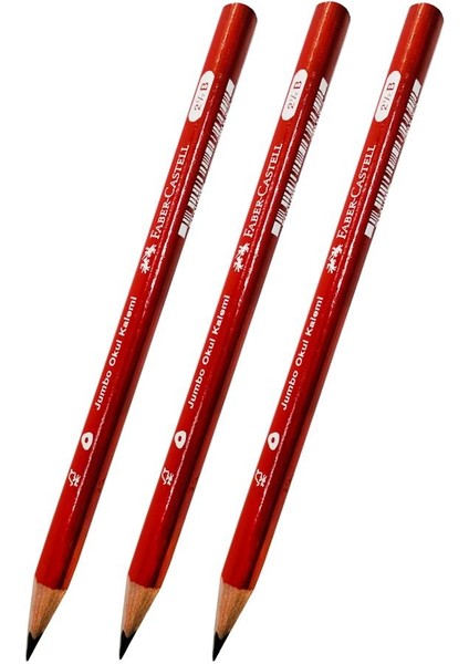 Ilk Kalemim Jumbo Üçgen Başlangıç Kalemi Siyah 2.5 B 3 Adet Faber Jumbo Kurşun Kalem Oluklu Gövde Triangular