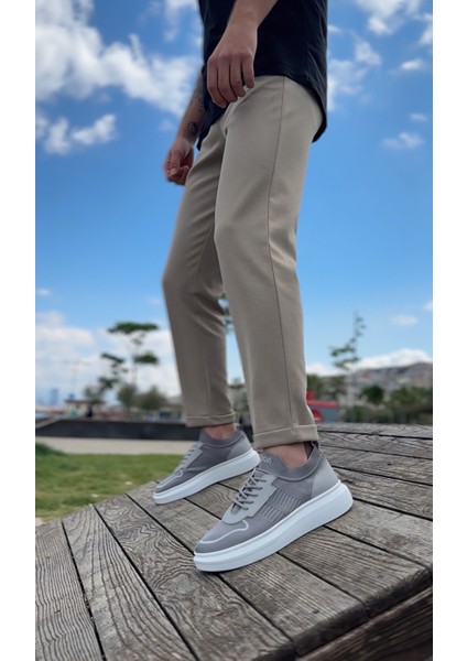 BA0812 Özel Örme Triko Tarz Gri Renk Spor Ayakkabı