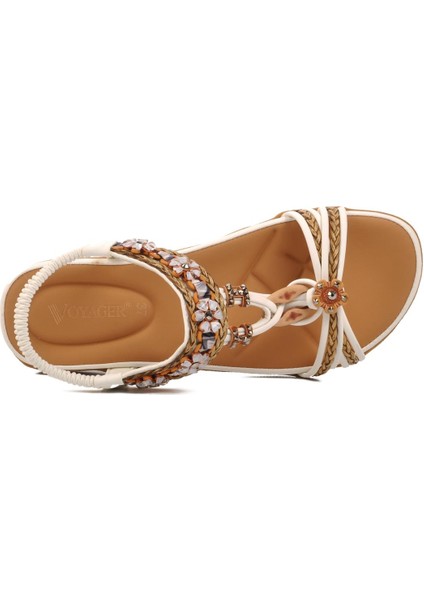 9636 Beyaz Deri Kadın Sandalet fırsatları