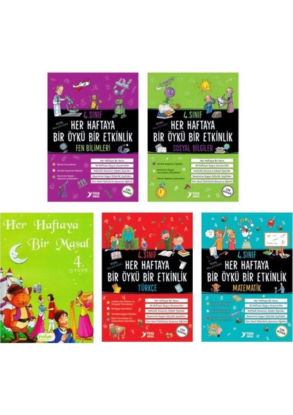 Yuva 4. Sınıf Her Haftaya Bir Öykü Bir Etkinlik Bir Masal Seti 5 Kitap (Matematik-Sosyal Bilgiler-Türkçe-Fen Bilimleri-Masal)