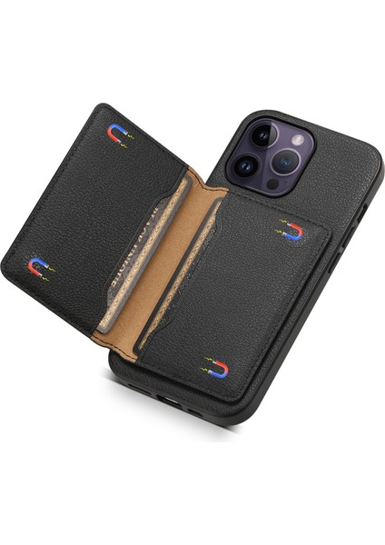 iPhone 14 Pro Max Buzağı Dokusu Pu Deri Kickstand Darbeye Dayanıklı Arka Kapak (Yurt Dışından) fırsatları