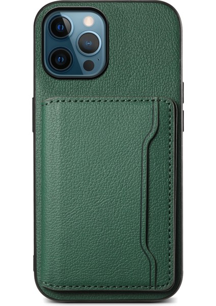 iPhone 12 Pro Max Kickstand Düşmeyi Önleyici Buzağı Dokusu Pu+ Pc+Tpu Telefon Kapağı (Yurt Dışından)