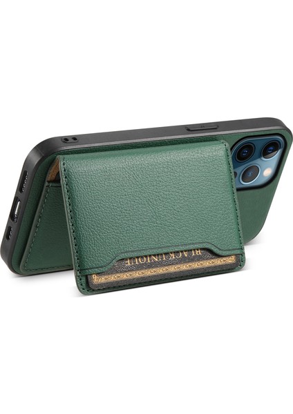 iPhone 12 Pro Max Kickstand Düşmeyi Önleyici Buzağı Dokusu Pu+ Pc+Tpu Telefon Kapağı (Yurt Dışından)