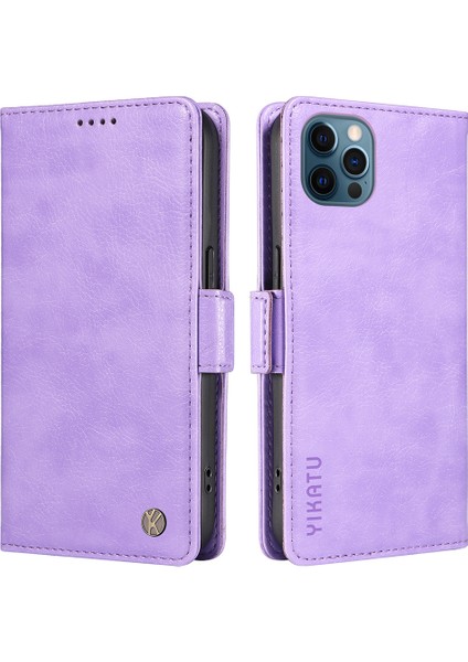 iPhone 12 Pro Max Litchi Doku Pu Deri Cüzdan Standı Kapak Çevirin (Yurt Dışından)