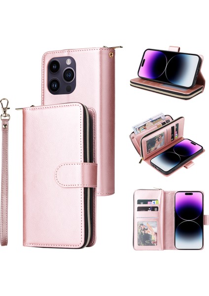 iPhone 14 Pro Max Askılı Fermuarlı Cep Telefonu Cüzdanı (Yurt Dışından)