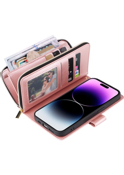 iPhone 14 Pro Max Askılı Fermuarlı Cep Telefonu Cüzdanı (Yurt Dışından)