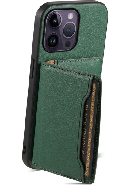 iPhone 14 Pro Max Buzağı Dokusu Pu Deri Kickstand Darbeye Dayanıklı Arka Kapak (Yurt Dışından) fiyatları
