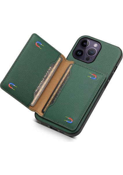 iPhone 14 Pro Max Buzağı Dokusu Pu Deri Kickstand Darbeye Dayanıklı Arka Kapak (Yurt Dışından) fırsatları