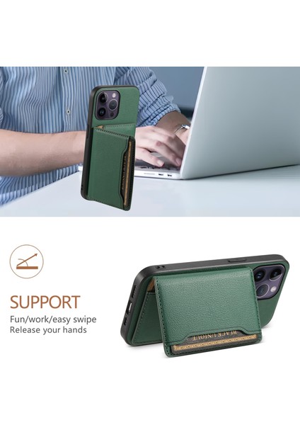 iPhone 14 Pro Max Buzağı Dokusu Pu Deri Kickstand Darbeye Dayanıklı Arka Kapak (Yurt Dışından) indirimleri