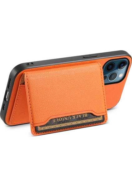 iPhone 12 Pro Max Kickstand Düşmeyi Önleyici Buzağı Dokusu Pu+ Pc+Tpu Telefon Kapağı (Yurt Dışından)