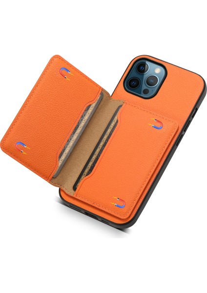 iPhone 12 Pro Max Kickstand Düşmeyi Önleyici Buzağı Dokusu Pu+ Pc+Tpu Telefon Kapağı (Yurt Dışından)