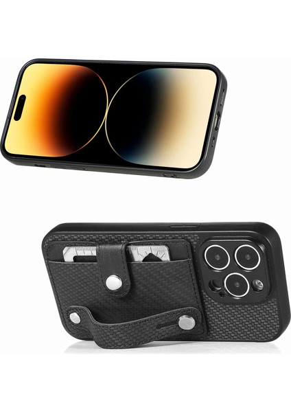 iPhone 14 Pro Max Kart Yuvalı Deri Karbon Fiber Dokulu Arka Kapak (Yurt Dışından) fiyatları
