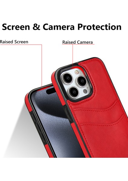 iPhone 14 Pro Kart Yuvası Kılıfı Pu+Tpu Koruyucu Telefon Kapağı (Yurt Dışından)