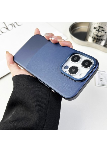 iPhone 14 Pro Nappa Texture Pu Sert Pc Koruyucu Telefon Kapağı (Yurt Dışından)
