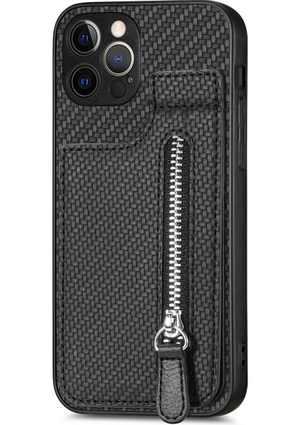 iPhone 12 Pro Karbon Fiber Telefon Kabuk Desteği Manyetik Araç Montaj Tutucu (Yurt Dışından)