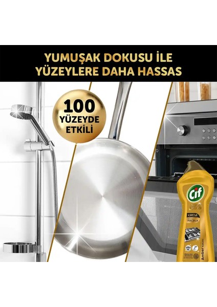 Krem Altın Işıltısı Amber Kokulu 750 ml + Cif Krem Amonyak Yağ Kireç Sökücü 750 ml + Sünger Hediye fırsatları