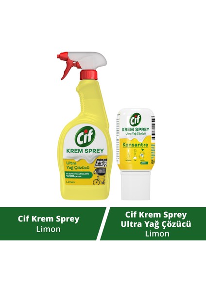 Krem Sprey Ultra Yağ Çözücü Limon 750 Ml
+ Cif Krem Sprey Konsantre Ultra Yağ Çözücü Limon 70 ml