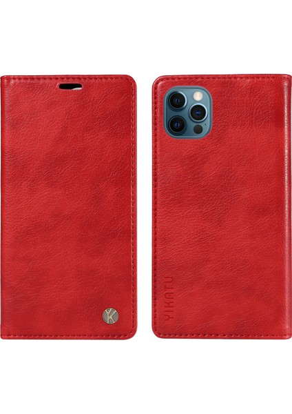 iPhone 13 Pro Cüzdan Darbeye Dayanıklı Litchi Dokulu Deri Telefon Kılıfı (Yurt Dışından)