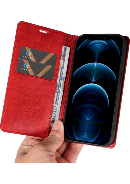 iPhone 13 Pro Cüzdan Darbeye Dayanıklı Litchi Dokulu Deri Telefon Kılıfı (Yurt Dışından)