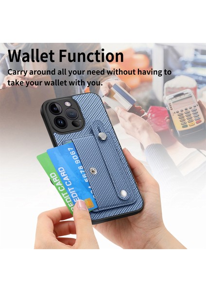 iPhone 14 Pro Kart Yuvası Karbon Fiber Doku Pu Hibrit Telefon Kapağı (Yurt Dışından)