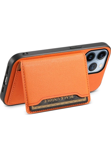 iPhone 13 Pro Kart Yuvası Kılıfı Kickstand Buzağı Dokusu Pu+ Pc+Tpu Telefon Kapağı (Yurt Dışından)