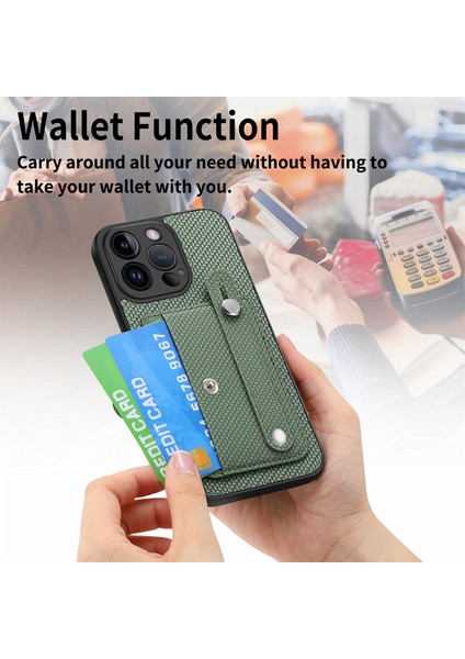 iPhone 14 Pro Kart Yuvası Karbon Fiber Doku Pu Hibrit Telefon Kapağı (Yurt Dışından)
