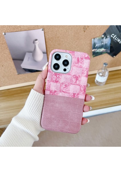 iPhone 14 Pro Pu Deri+Pc Timsah Doku Ekleme Retro Telefon Kapağı (Yurt Dışından)