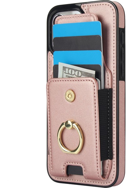 iPhone 15 Pro Pu Deri + Tpu Düşme Önleyici Kickstand Telefon Kapağı (Yurt Dışından) modelleri