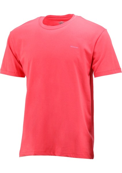Erkek Bisiklet Yaka Standart Fit Nar Çiçeği T-Shirt