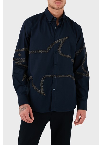 Desenli Düğmeli Yaka % 100 Pamuk Regular Fit Gömlek Erkek Gömlek 13313174JB 050 fırsatları