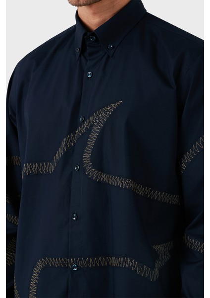 Desenli Düğmeli Yaka % 100 Pamuk Regular Fit Gömlek Erkek Gömlek 13313174JB 050 indirimleri