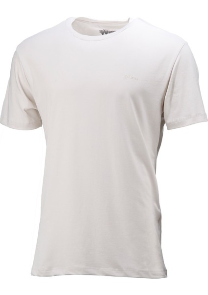 Erkek Bisiklet Yaka Standart Fit Krem T-Shirt