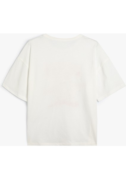 Tişört Kedi Baskılı Bisiklet Yaka Kısa Kollu Pamuklu fiyatları