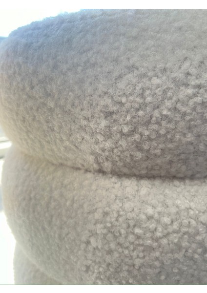 Bubble Teddy Kumaşlı Lüks Modern Yuvarlak Puf