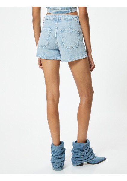 Mini Kot Şort Nervürlü Düğmeli Relax Fit Normal Bel fırsatları