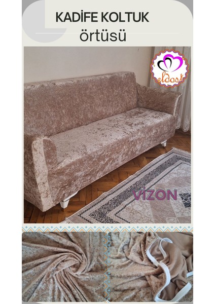 Eldost Kadife Koltuk, Kanepe, Çekyat Örtüsü, Koltuk Kılıfı 3 Kişilik (1 Adet)