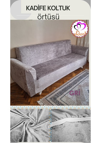 Eldost Kadife Koltuk, Kanepe, Çekyat Örtüsü, Koltuk Kılıfı 3 Kişilik (1 Adet)