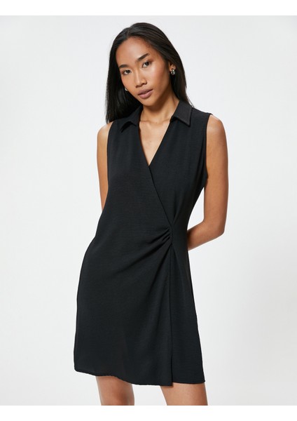 Mini Kruvaze Elbise Kolsuz Gömlek Yaka Aerobin Kumaş fiyatları