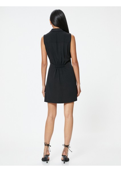 Mini Kruvaze Elbise Kolsuz Gömlek Yaka Aerobin Kumaş fırsatları